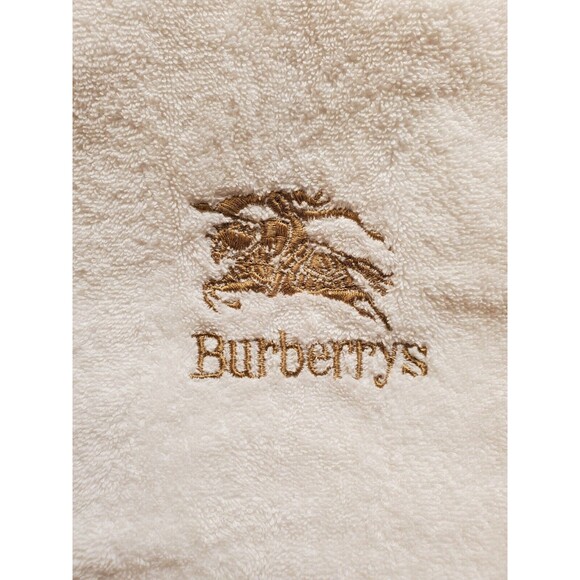 Burberry Towel Large Bath Pool Beach Rare White w Nova Check Piping Trim FLAWS - Picture 3 of 9